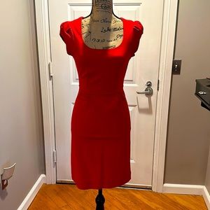 NWT French Connection red scoop neck cap sleeve slim fit dress. Size 4